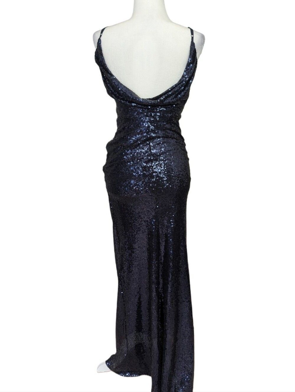 Lulus Womens Navy Blue Chic Celebration Sequin Evening Gown Maxi Dress Size XS - Picture 6 of 15